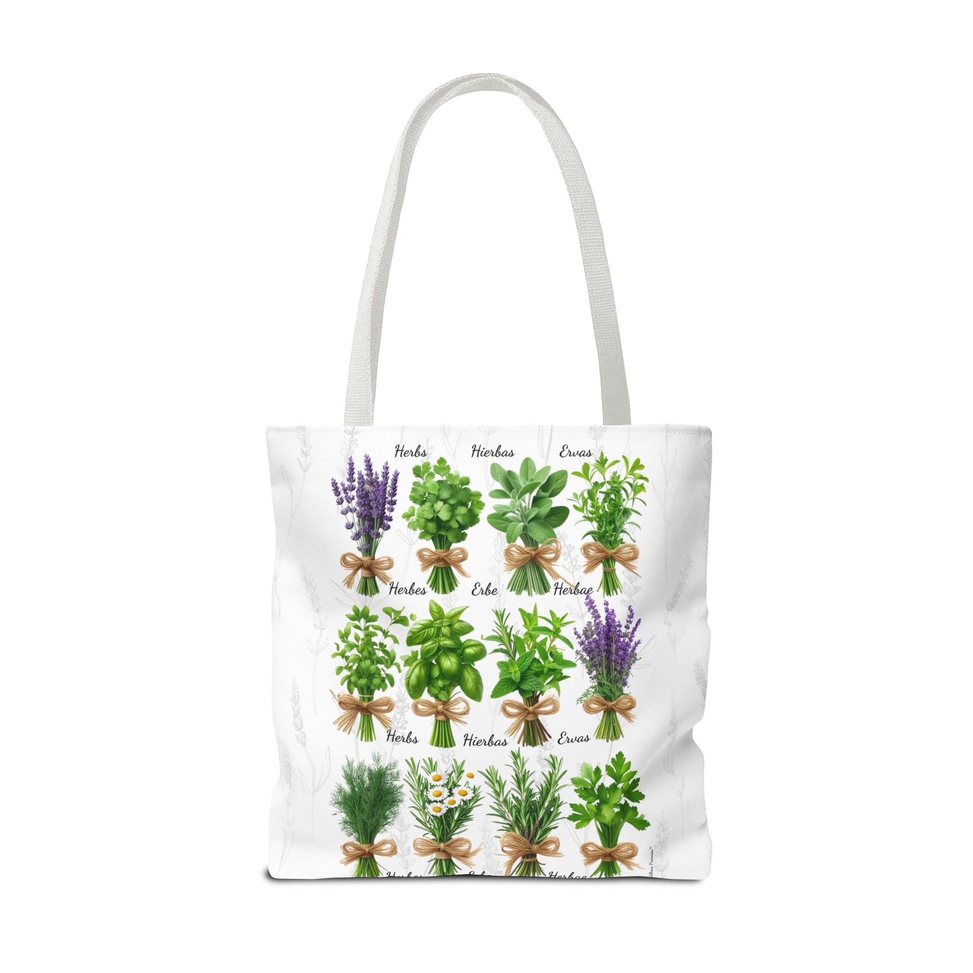 6 Language Herbal Garden Tote Bag | Botanical Shopping Tote | Eco-Friendly Grocery Bag, Plant Lover Gift, Garden Decor, Mothers Day