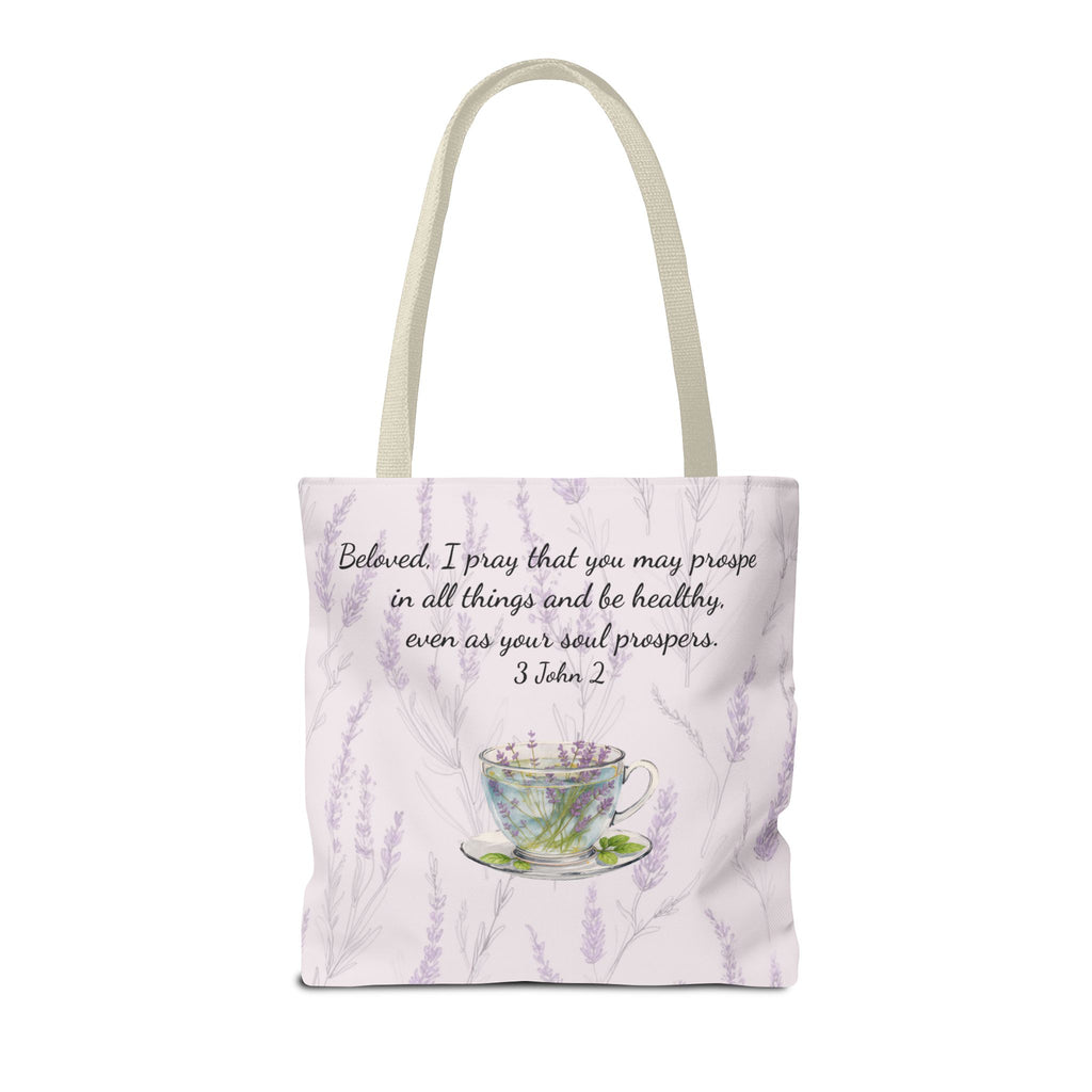 Slow-Living Corner Tote Bag — Cozy Self-Care AOP Canvas Tote with Faith Quotes (Pink)