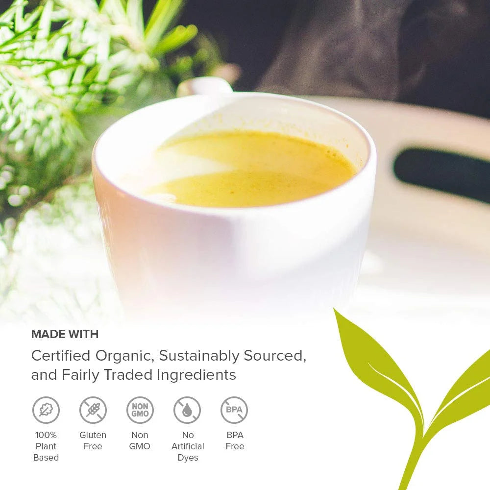 Turmeric Milk – Organic Turmeric Latte Mix with Ashwagandha & Cardamom – Instant Caffeine Free Golden Milk Sweetened with Maple Sugar – 4.3 Oz –Non GMO Sustainably Sourced Vegan