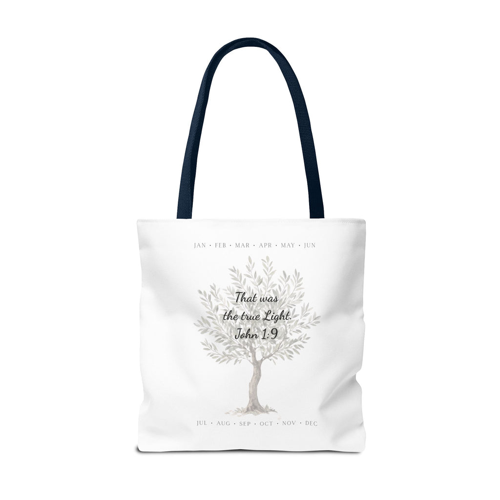 Nativity Tote Bag Year Round — (White Color) "Celebrate Good News All Year" Nativity Tote