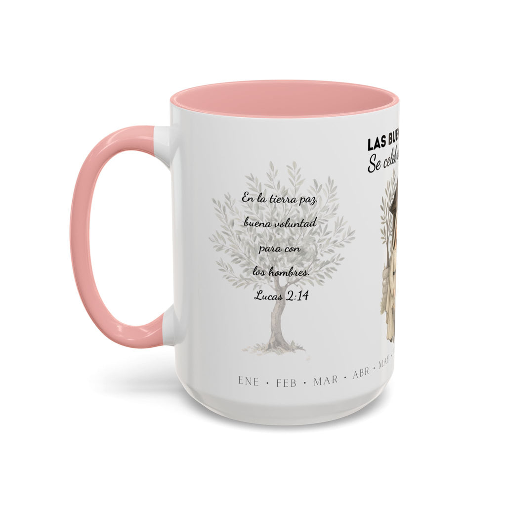 Year Round Nativity Coffee Mug — "Las Buenas Noticias se Celebran todo el Año" Christian Christmas Mug