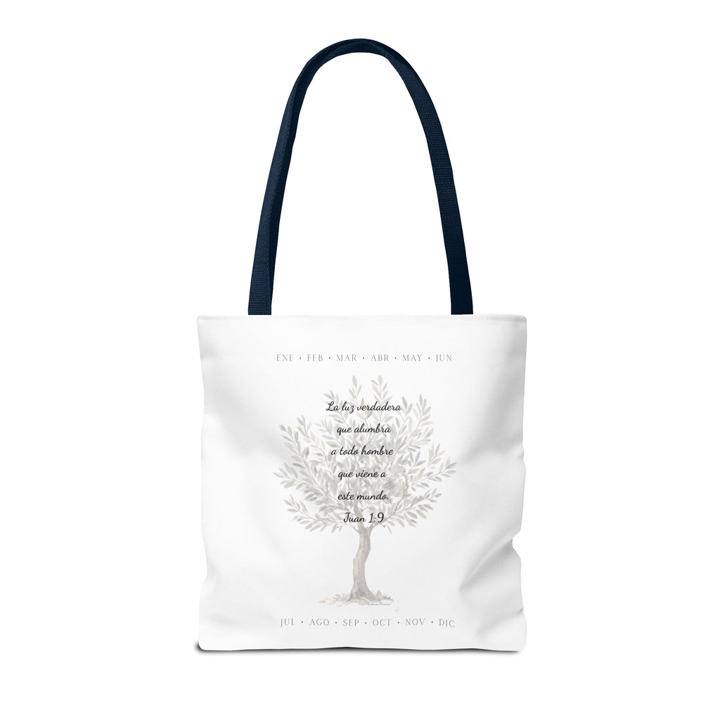 Nativity Tote Bag Year Round — (White Color) "Las Buenas Noticias" Spanish Nativity Tote