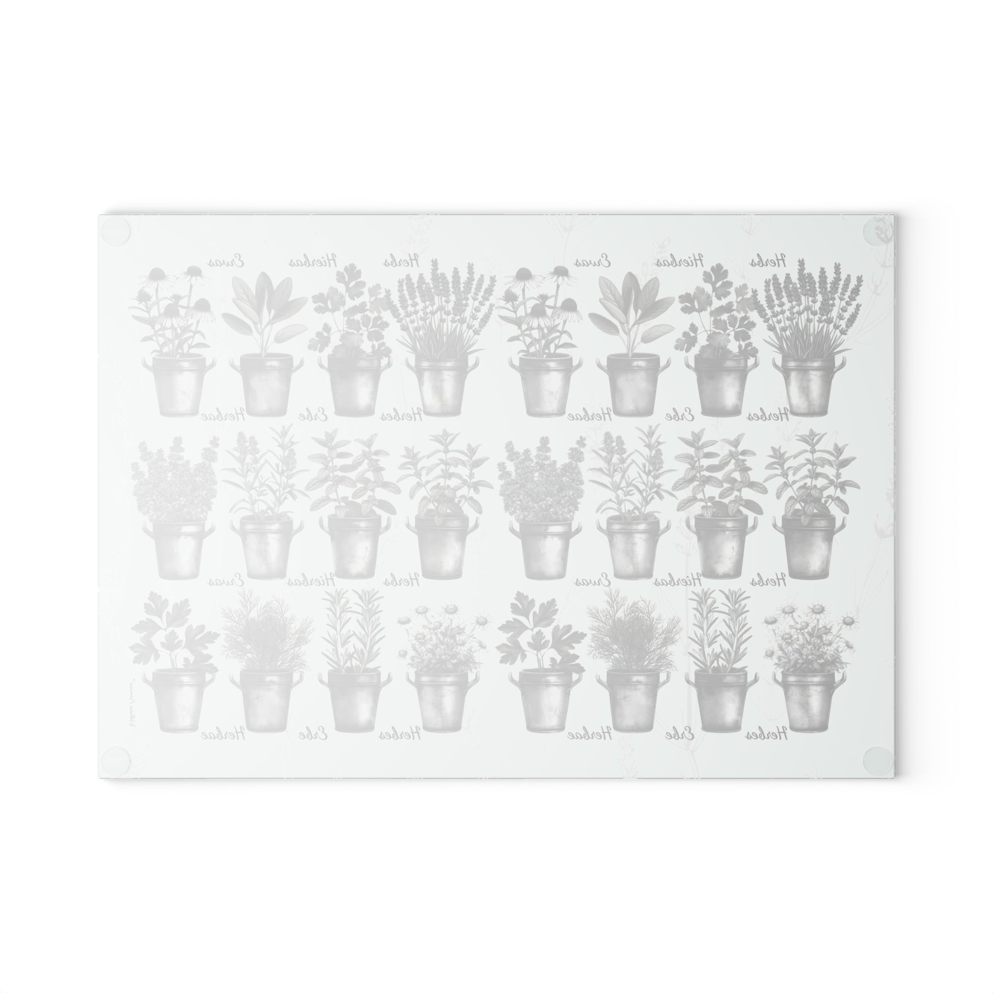 Herb Garden Black & White Glass Cutting Board, Kitchen Decor, Gift for Home Chefs, Mother's Day, Cooking Essentials, Plant Lover Gift
