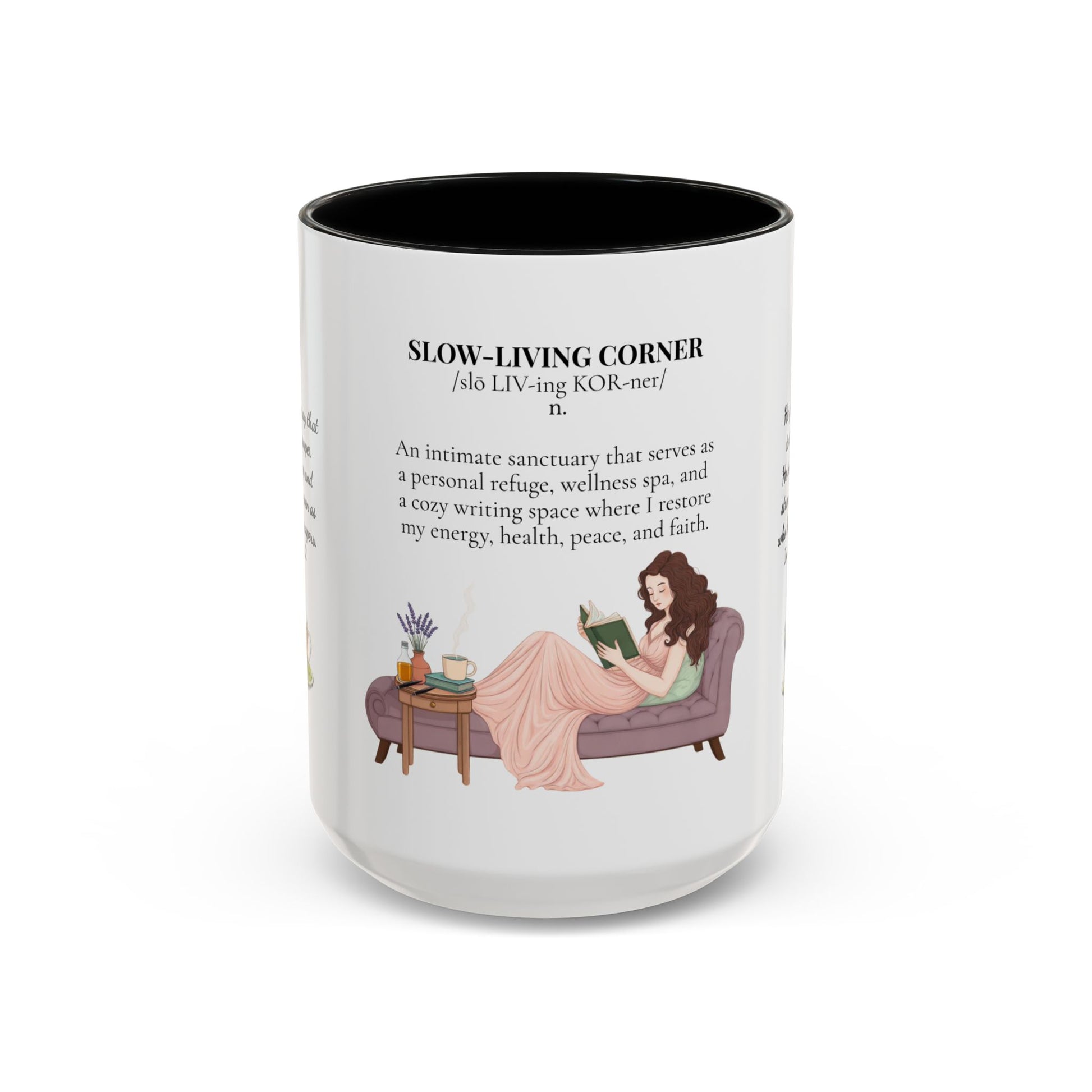 Slow-Living Corner Accent Coffee/Tea Mug — Inspirational Christian Relaxation Herbal (11/15oz)