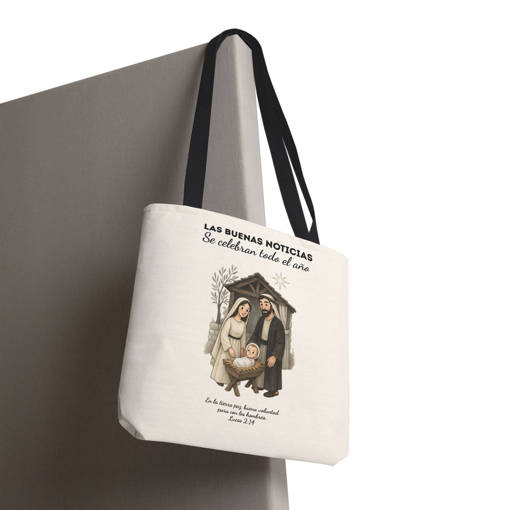 Nativity Tote Bag Year Round (Cream Color)  — "Las Buenas Noticias" Spanish Nativity Tote