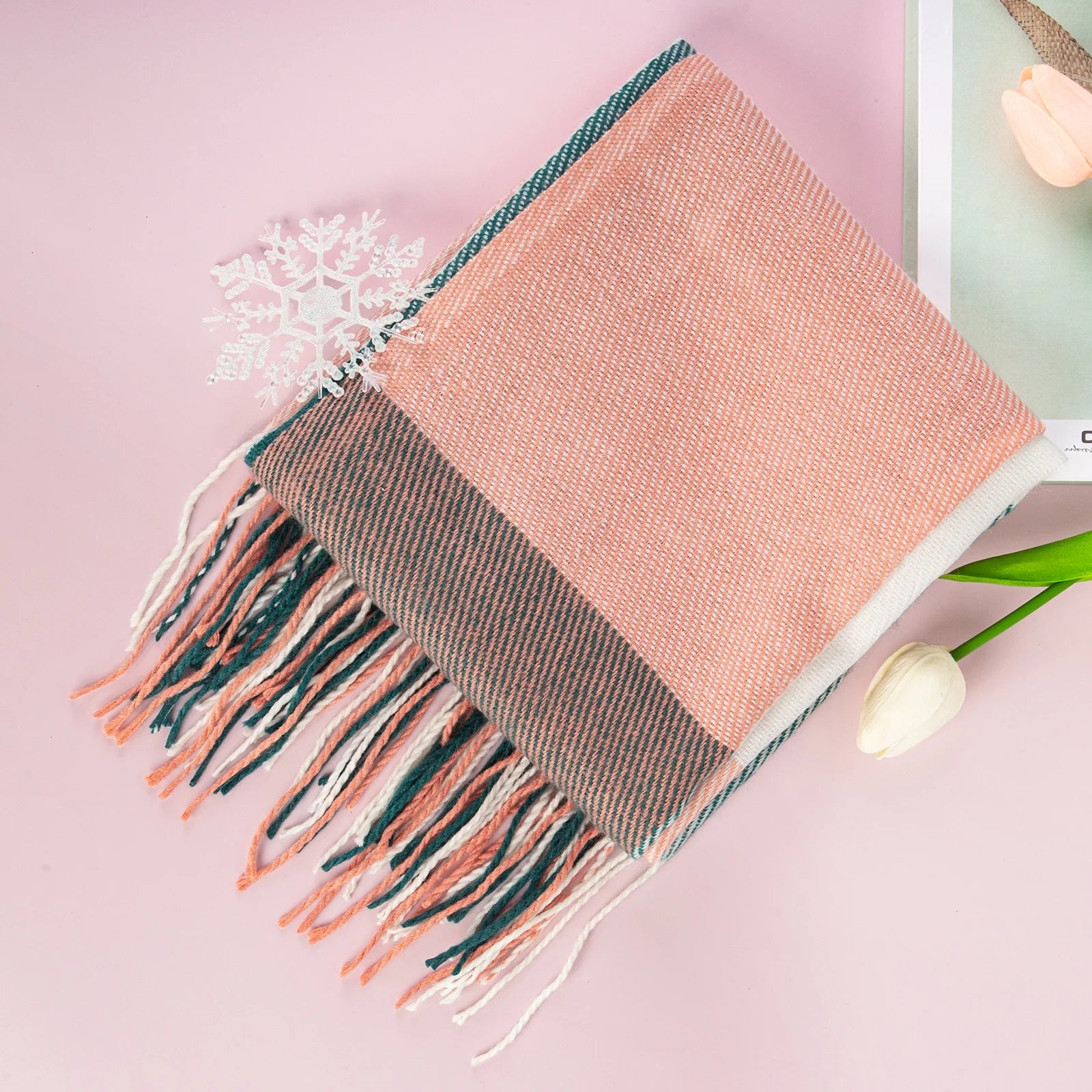 Winter Scarf for Women Tassel Fashion Long Shawl Wrap Scarf for Winter Warm Lightweight One Size