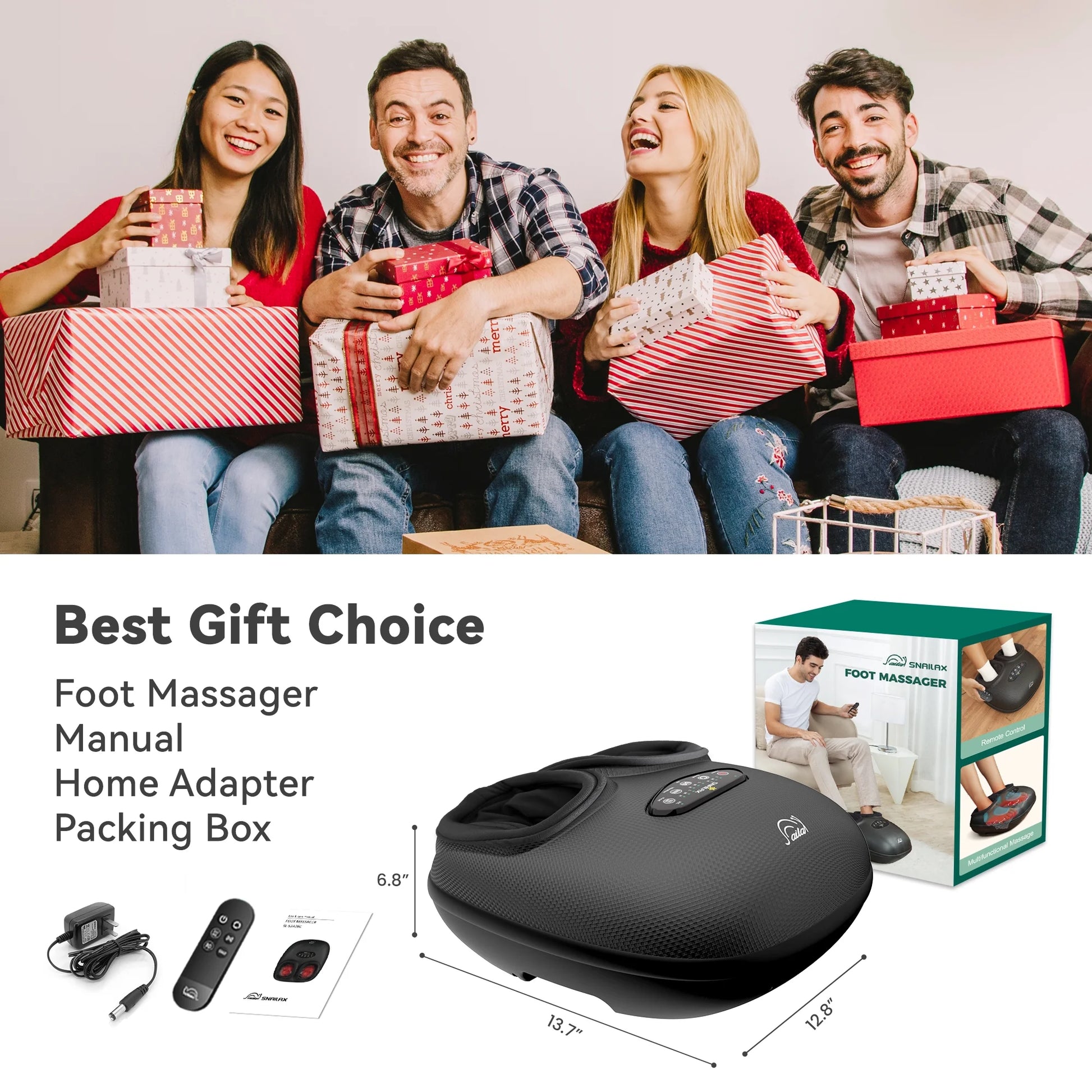 Shiatsu Foot Massager with Soothing Heat, Kneading Foot Massager Machine Improve Blood Circulation Size 13, Gifts