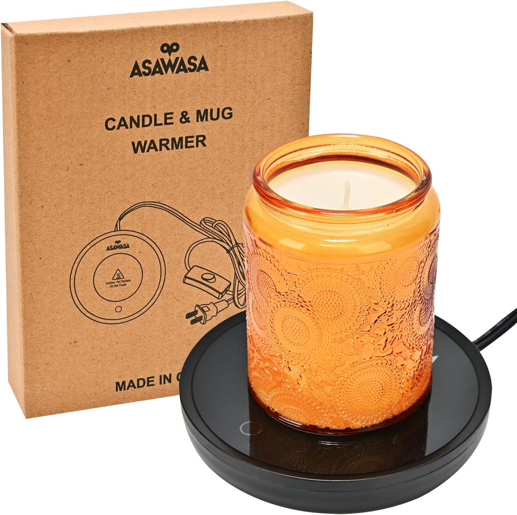 2-Piece Smart Candle Warmer Set for Large Jars and Coffee Mugs with Gravity Switch Auto Shut-On/Off, Ensures Safe Aroma Release and Maintains Beverage Warmth, Ideal Gift Option