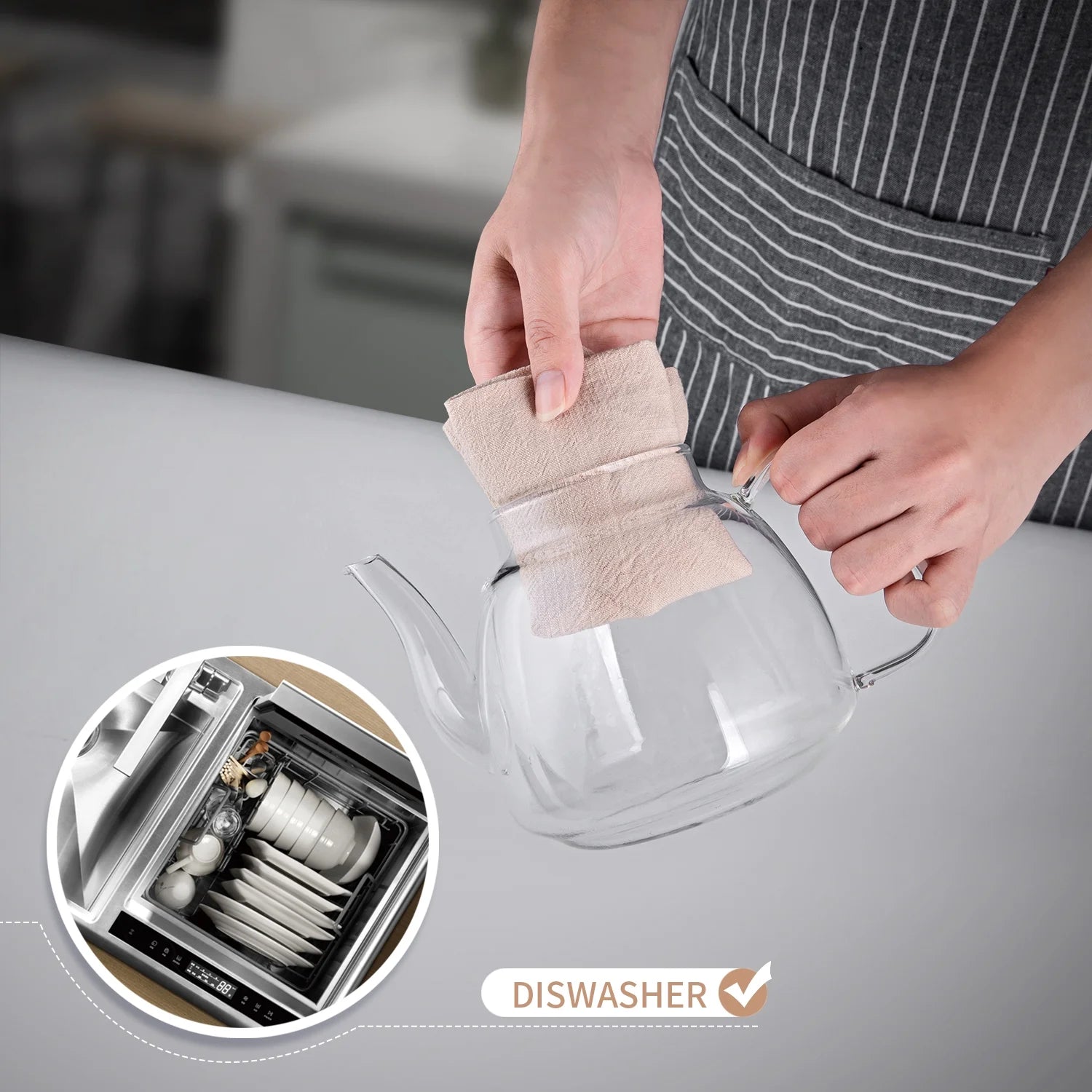 37.5Oz/1100Ml Glass Teapot with Infuser, Clear Glass Tea Kettle with Removable Stainless Steel Strainer, Stovetop Safe Glass Teapot for Blooming and Loose Leaf Tea