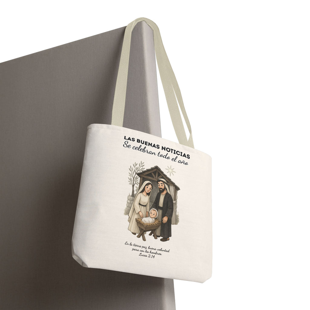Nativity Tote Bag Year Round (Cream Color)  — "Las Buenas Noticias" Spanish Nativity Tote