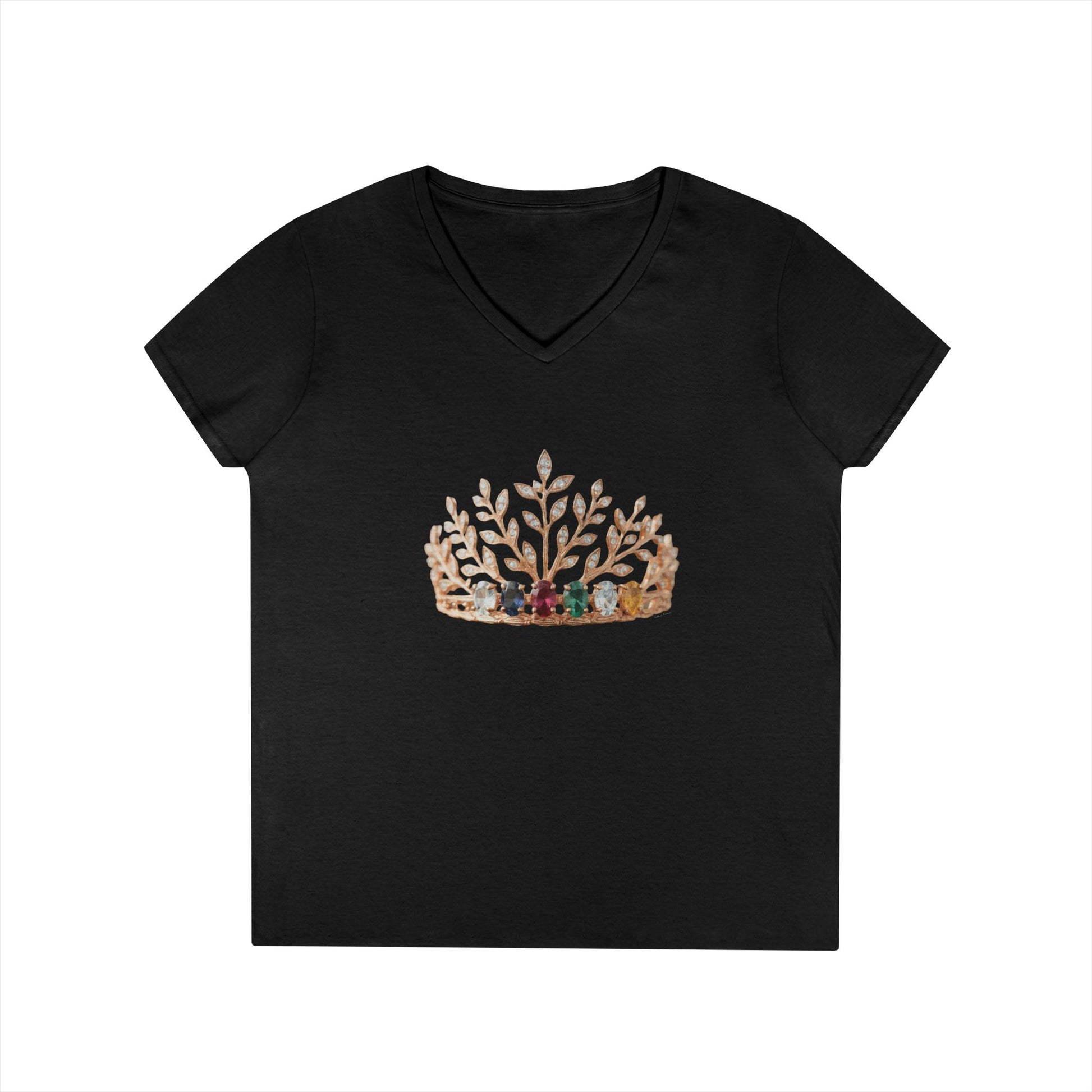 Tiara & Precious Gems V-Neck T-Shirt (6 Promesas Tiara T-Shirt)