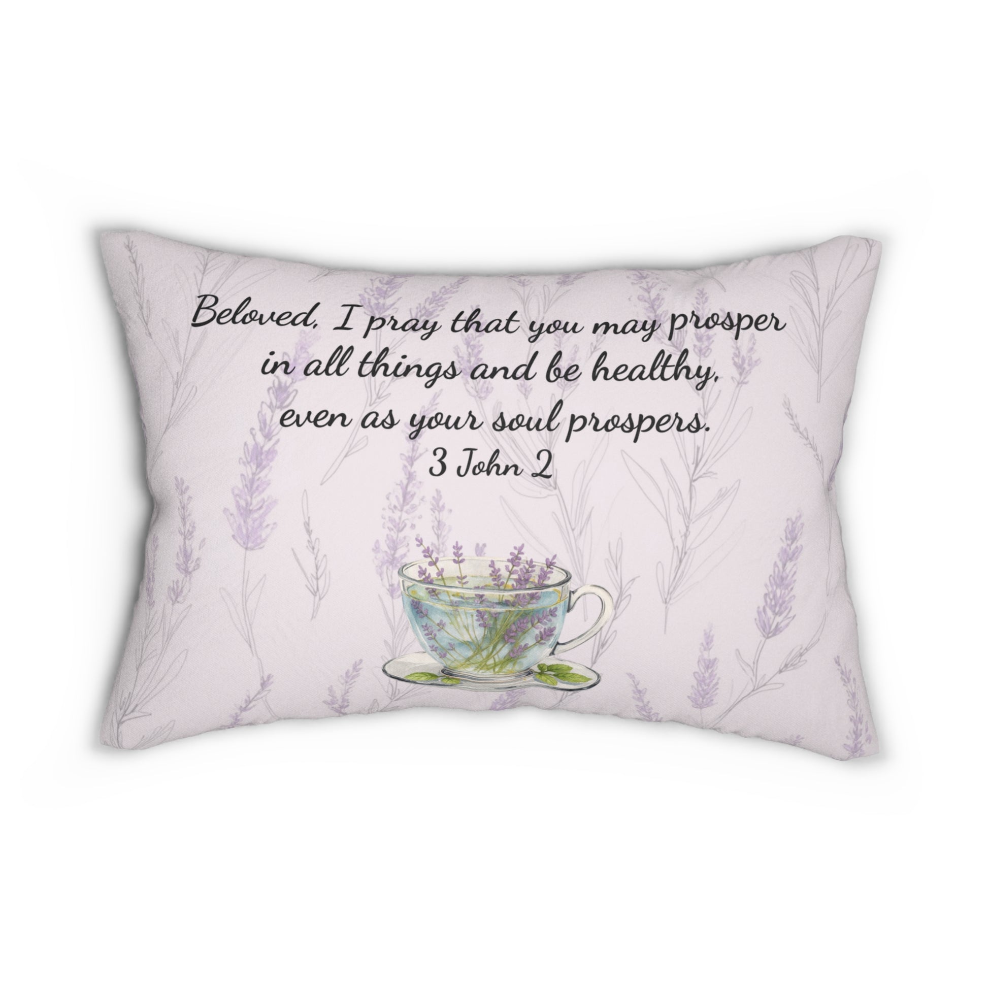 “Slow-Living Corner” & Lavender Reading Nook Lumbar Pillow — Cozy Prayer Blessing (Pink)