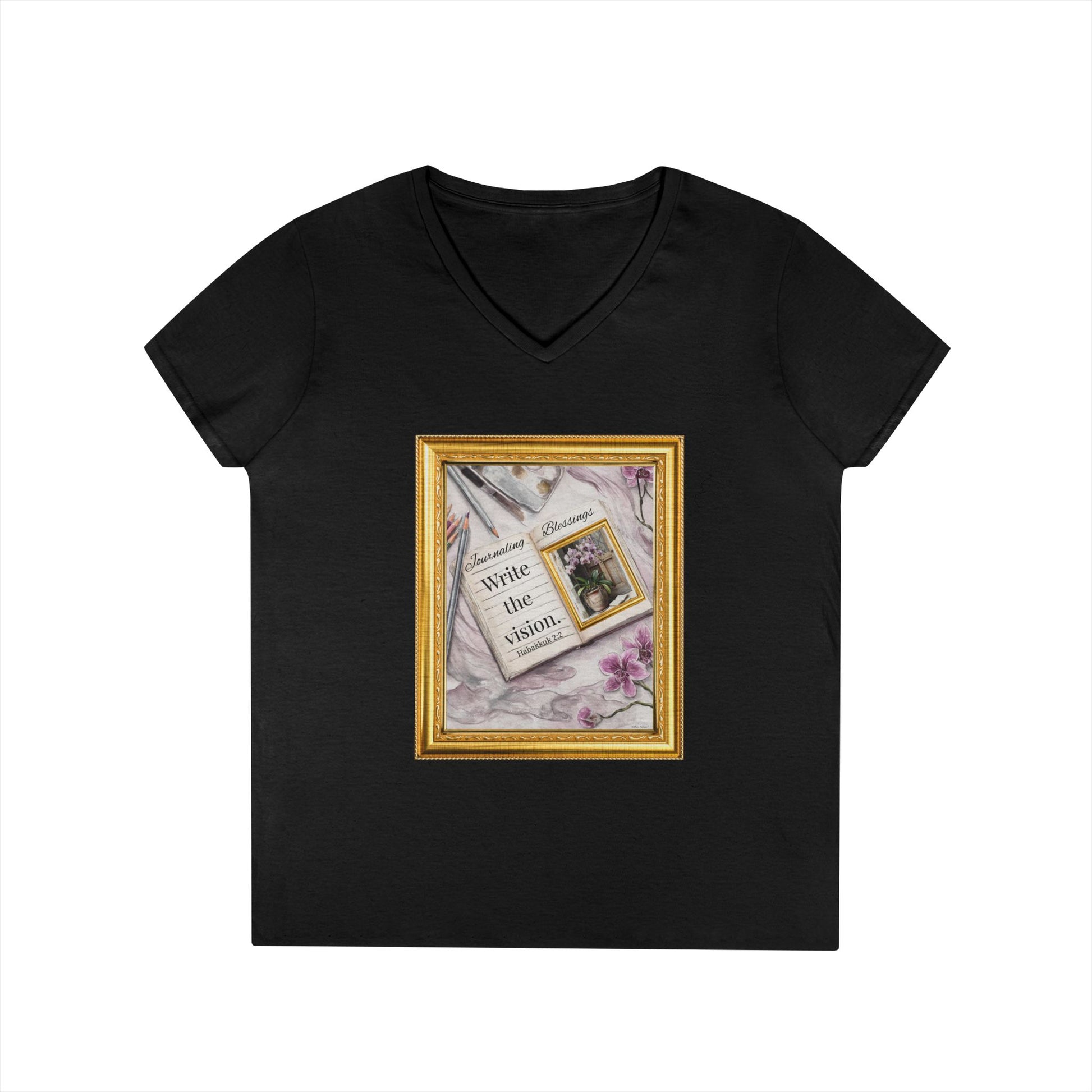 "Write the Vision" Habakkuk 2:2 Journaling Blessings Artwork Black Tee