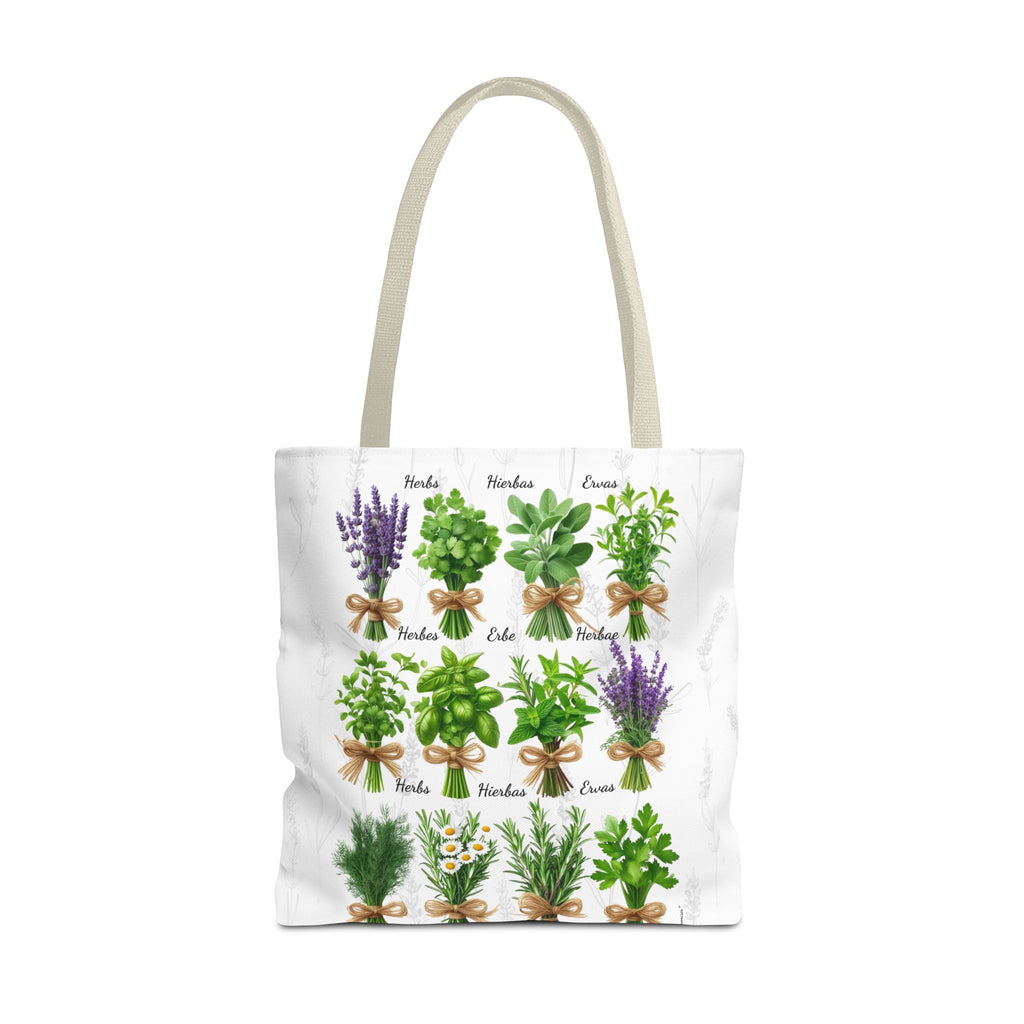 6 Language Herbal Garden Tote Bag | Botanical Shopping Tote | Eco-Friendly Grocery Bag, Plant Lover Gift, Garden Decor, Mothers Day