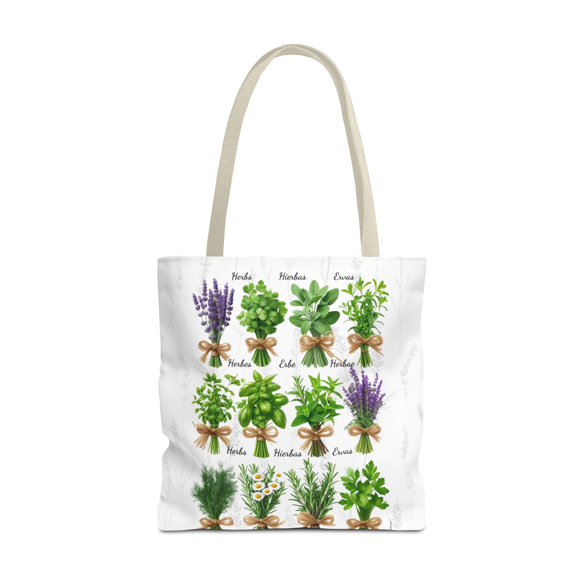 6 Language Herbal Garden Tote Bag | Botanical Shopping Tote | Eco-Friendly Grocery Bag, Plant Lover Gift, Garden Decor, Mothers Day