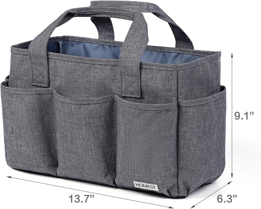 Versatile Gray Craft Organizer Tote Bag with Multiple Pockets for Scrapbooking and Craft Supplies