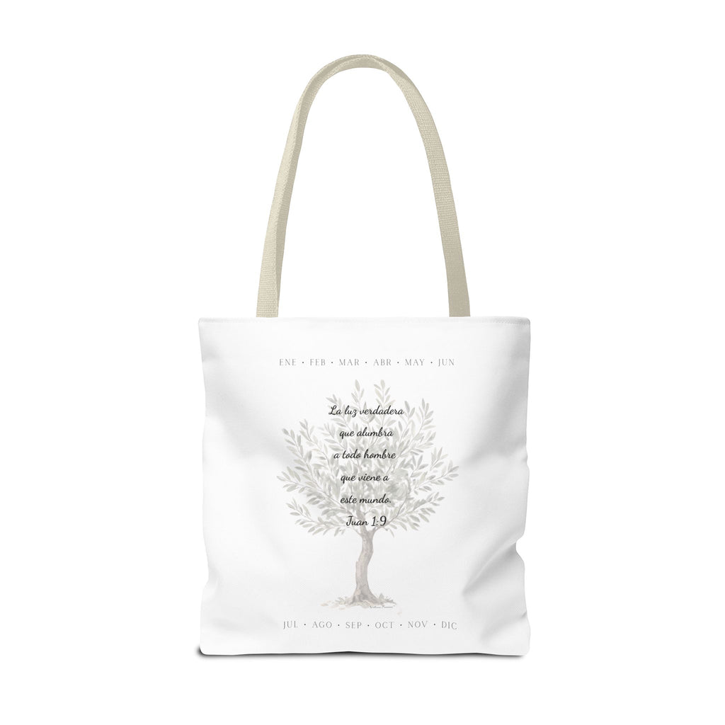 Nativity Tote Bag Year Round — (White Color) "Las Buenas Noticias" Spanish Nativity Tote