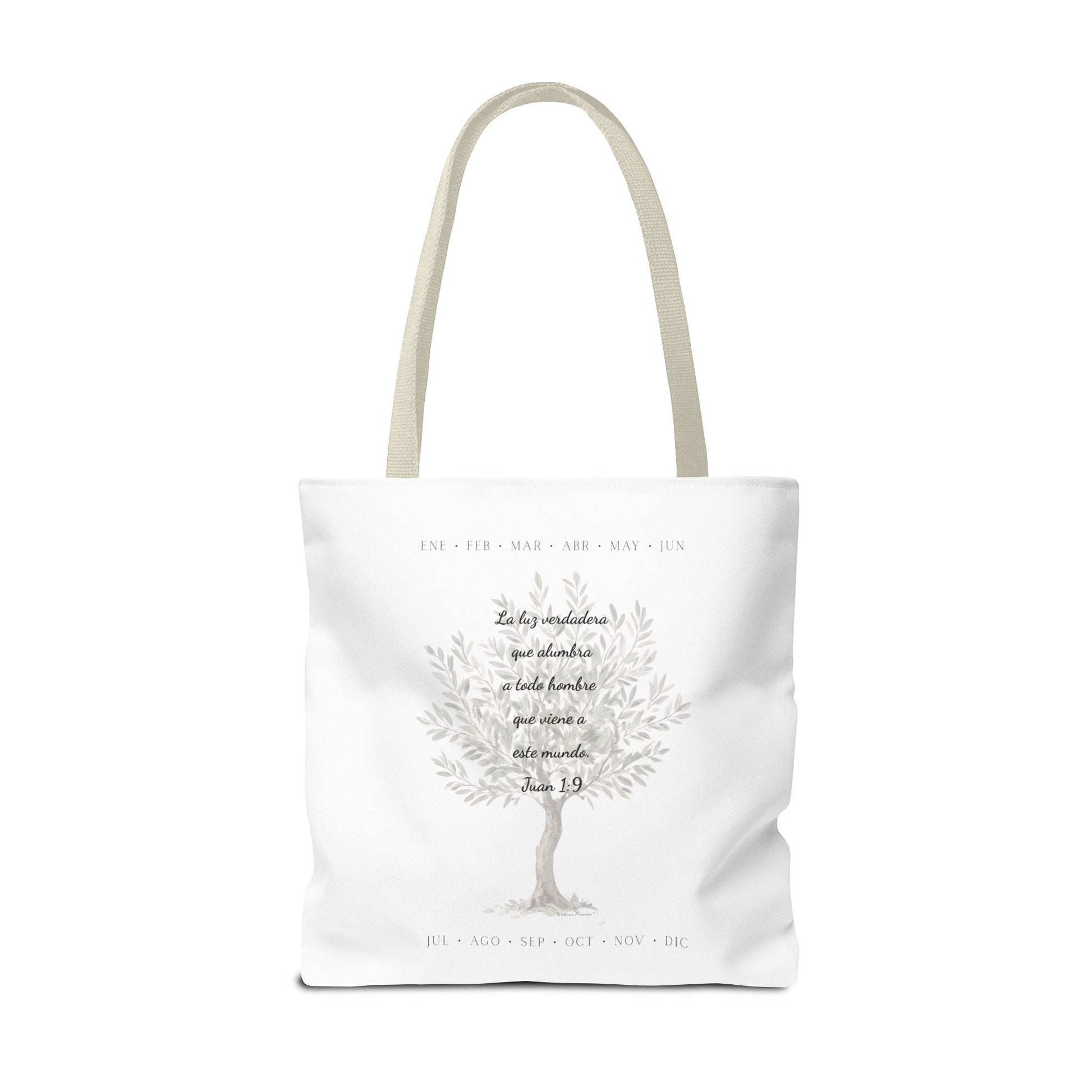 Nativity Tote Bag Year Round — (White Color) "Las Buenas Noticias" Spanish Nativity Tote