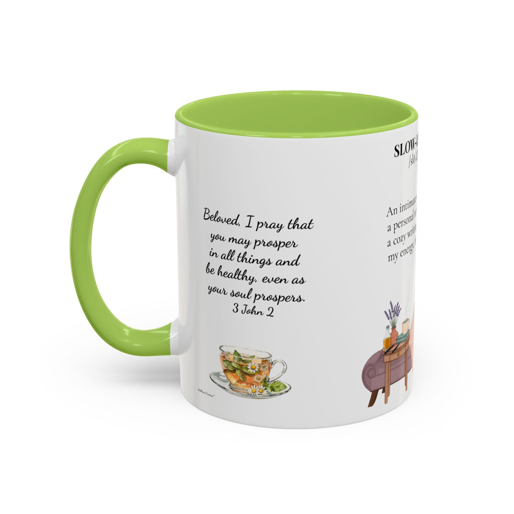 Slow-Living Corner Accent Coffee/Tea Mug — Inspirational Christian Relaxation Herbal (11/15oz)