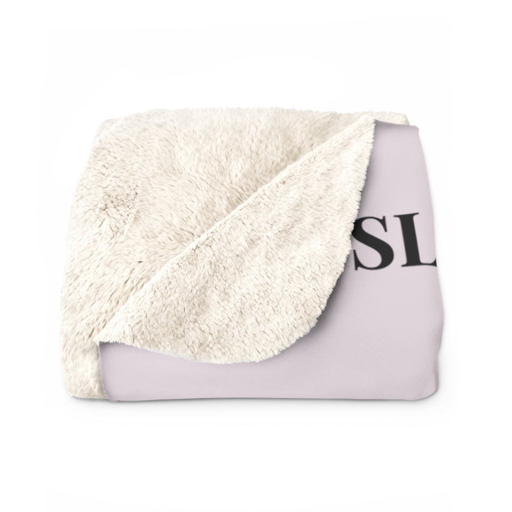 Slow-Living Corner Sherpa Fleece Blanket — Mauve Cozy Spiritual Sanctuary Throw with Scripture