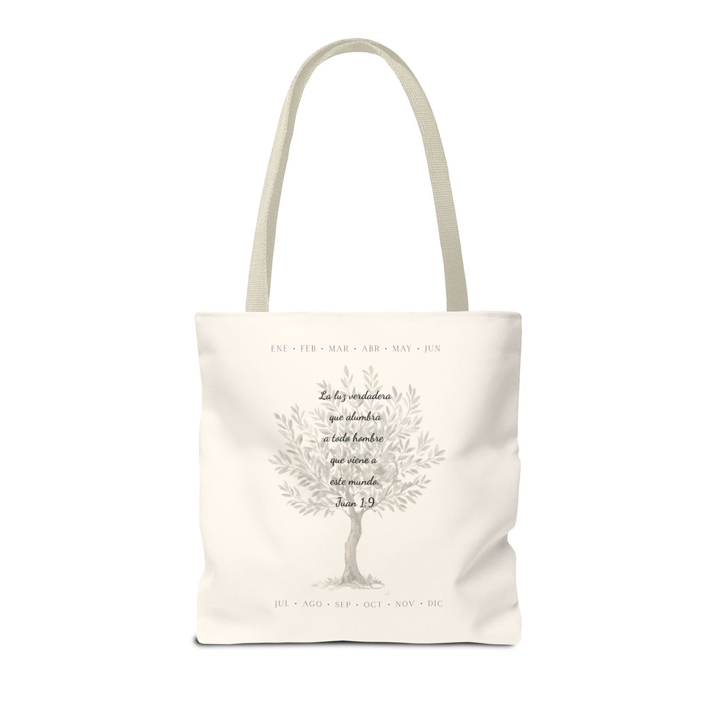Nativity Tote Bag Year Round (Cream Color)  — "Las Buenas Noticias" Spanish Nativity Tote