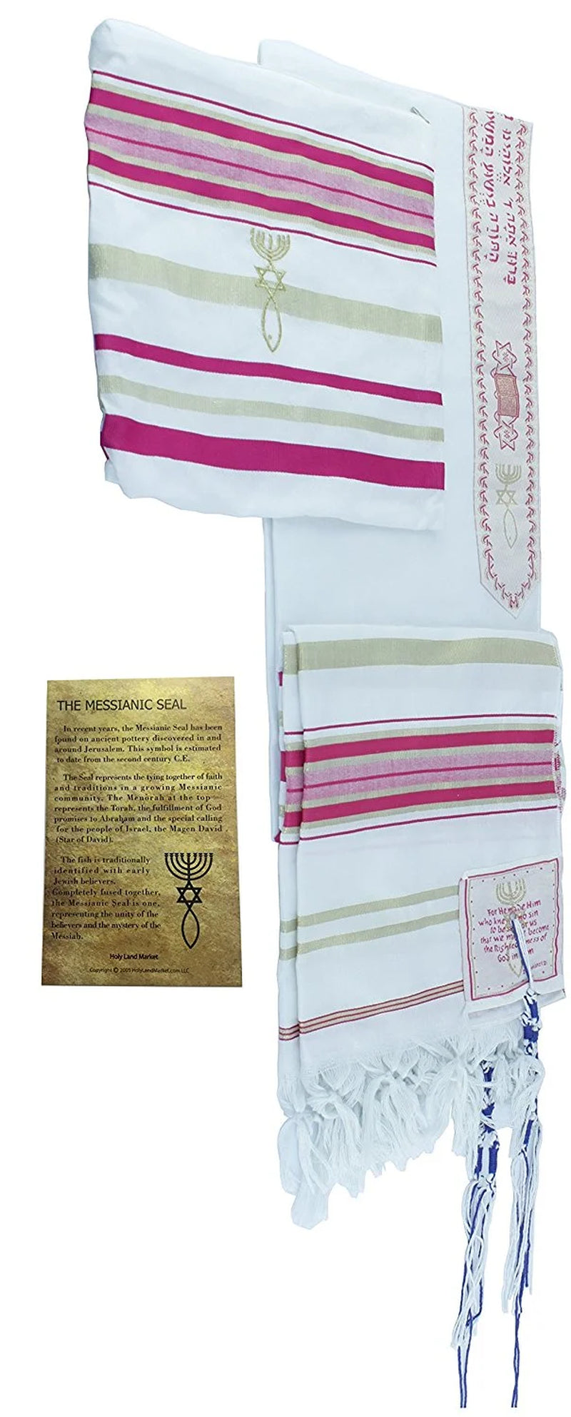 Womens Pink with Gold Messianic Shawl / Tallit - the Messiah Tallit