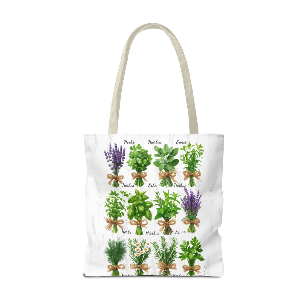 6 Language Herbal Garden Tote Bag | Botanical Shopping Tote | Eco-Friendly Grocery Bag, Plant Lover Gift, Garden Decor, Mothers Day