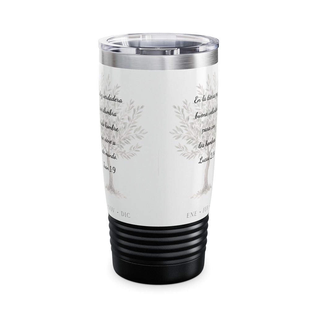 Nativity Ringneck Tumbler Year Round Use— Spanish "¡Las buenas noticias se celebran todo el año!" 20oz
