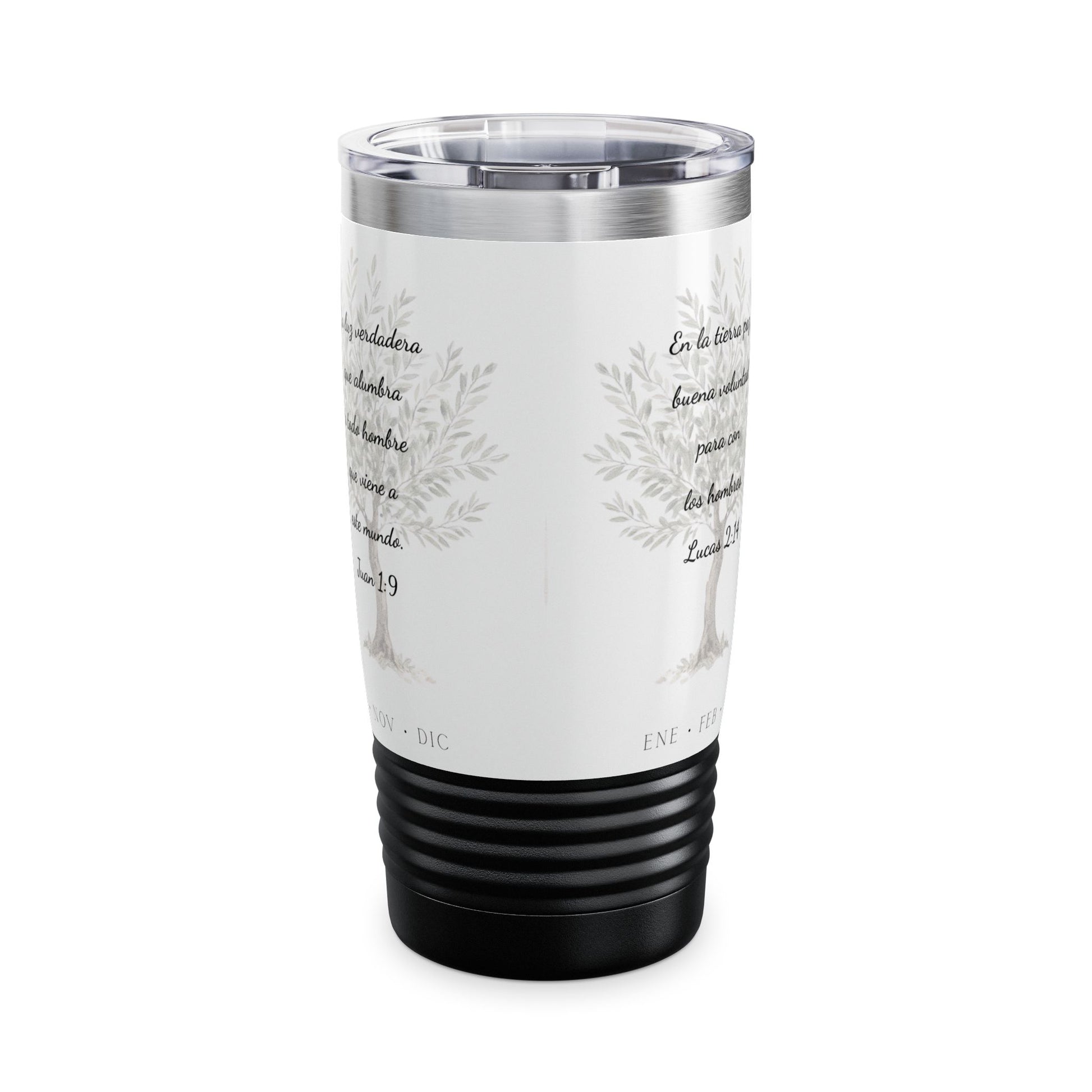 Nativity Ringneck Tumbler Year Round Use— Spanish "¡Las buenas noticias se celebran todo el año!" 20oz