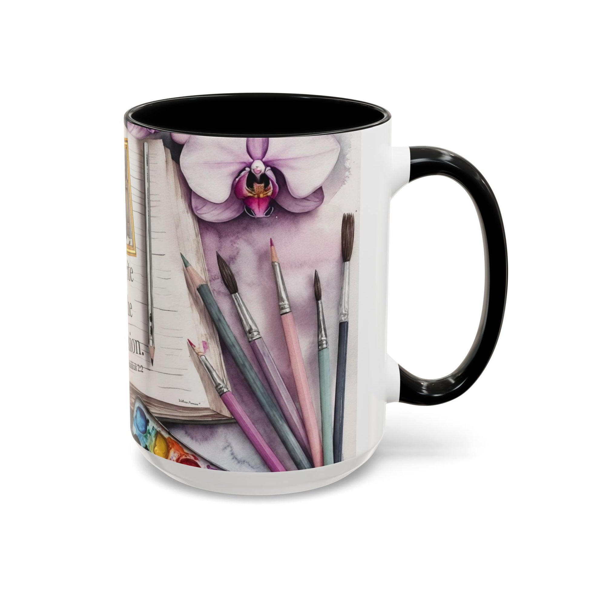 Write the Vision Coffee Mug —Faith & Orchid Journaler Lovers Gift (11/15oz)