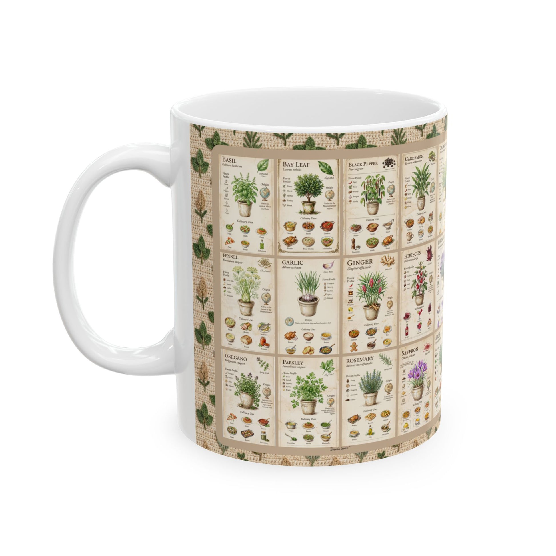 30 Herb & Spices Crochet Ceramic Mug