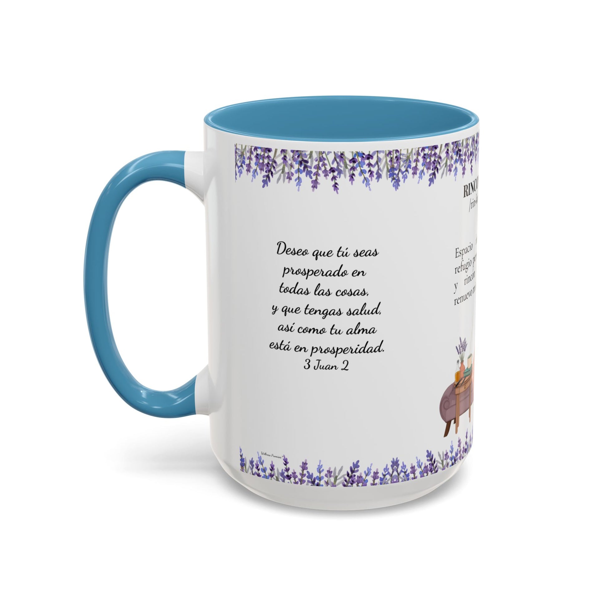 Slow-Living Calm Reading Corner Accent Coffee Mug — "Rinconcito Calma" Lavender Christian Gift (11/15oz)