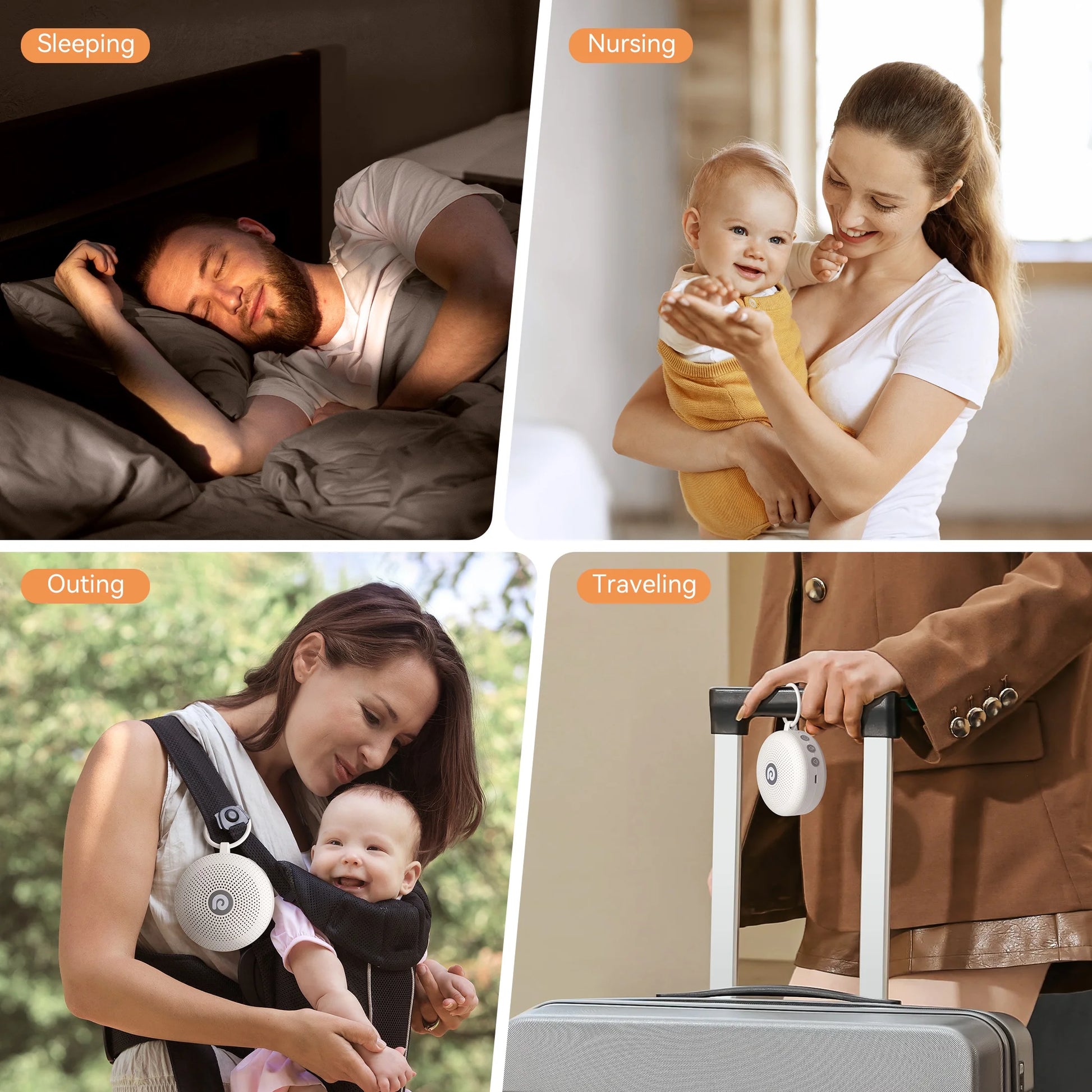 White Noise Sound Machine Portable for Baby Adult Sleep 21 Soothing Sound Therapy for Home Travel