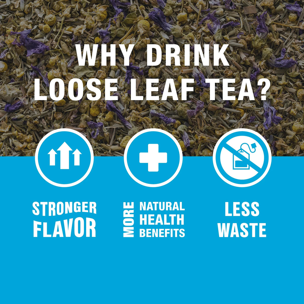 - Lavender Chamomile, Relaxer Loose Leaf Herbal Tea, Caffeine Free, Gmo-Free, Make Hot or Iced Tea & Brews up to 25 Cups - (0.9 Ounce X 6 ) Resealable Pouch