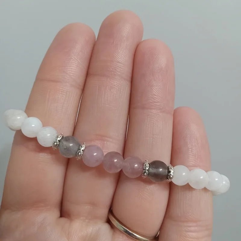 1pc/Moonstone, Labradorite and Rose Quartz Stone Beaded Bracelet