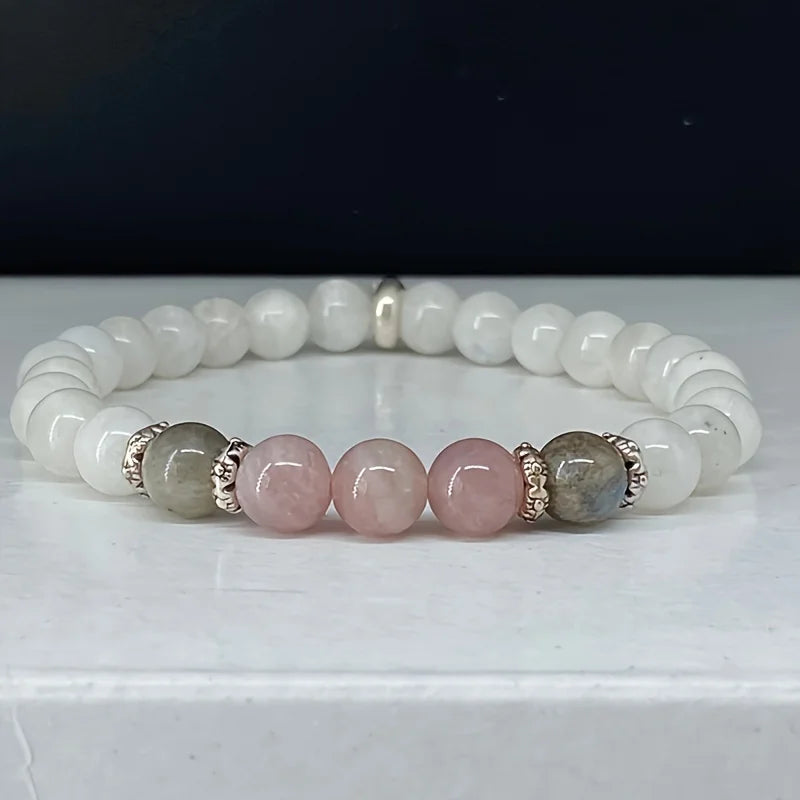 1pc/Moonstone, Labradorite and Rose Quartz Stone Beaded Bracelet