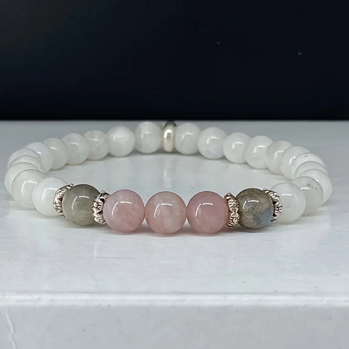 1pc/Moonstone, Labradorite and Rose Quartz Stone Beaded Bracelet