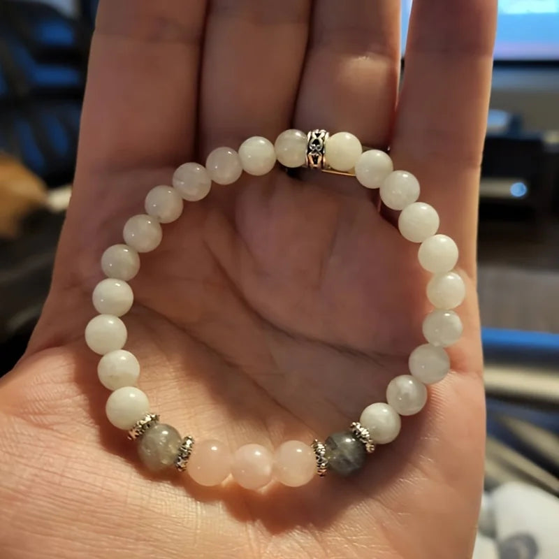 1pc/Moonstone, Labradorite and Rose Quartz Stone Beaded Bracelet