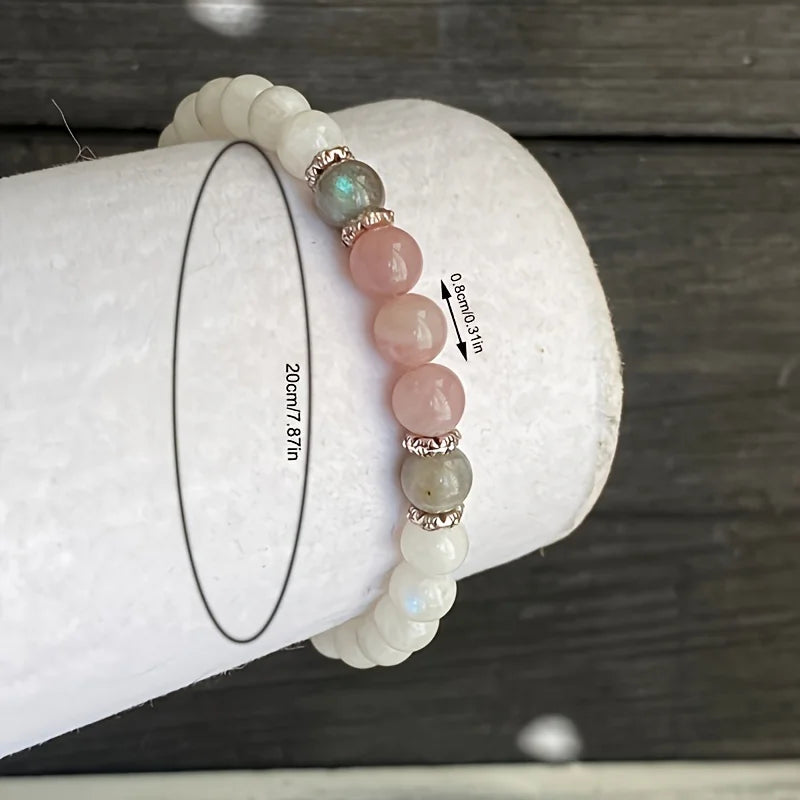 1pc/Moonstone, Labradorite and Rose Quartz Stone Beaded Bracelet