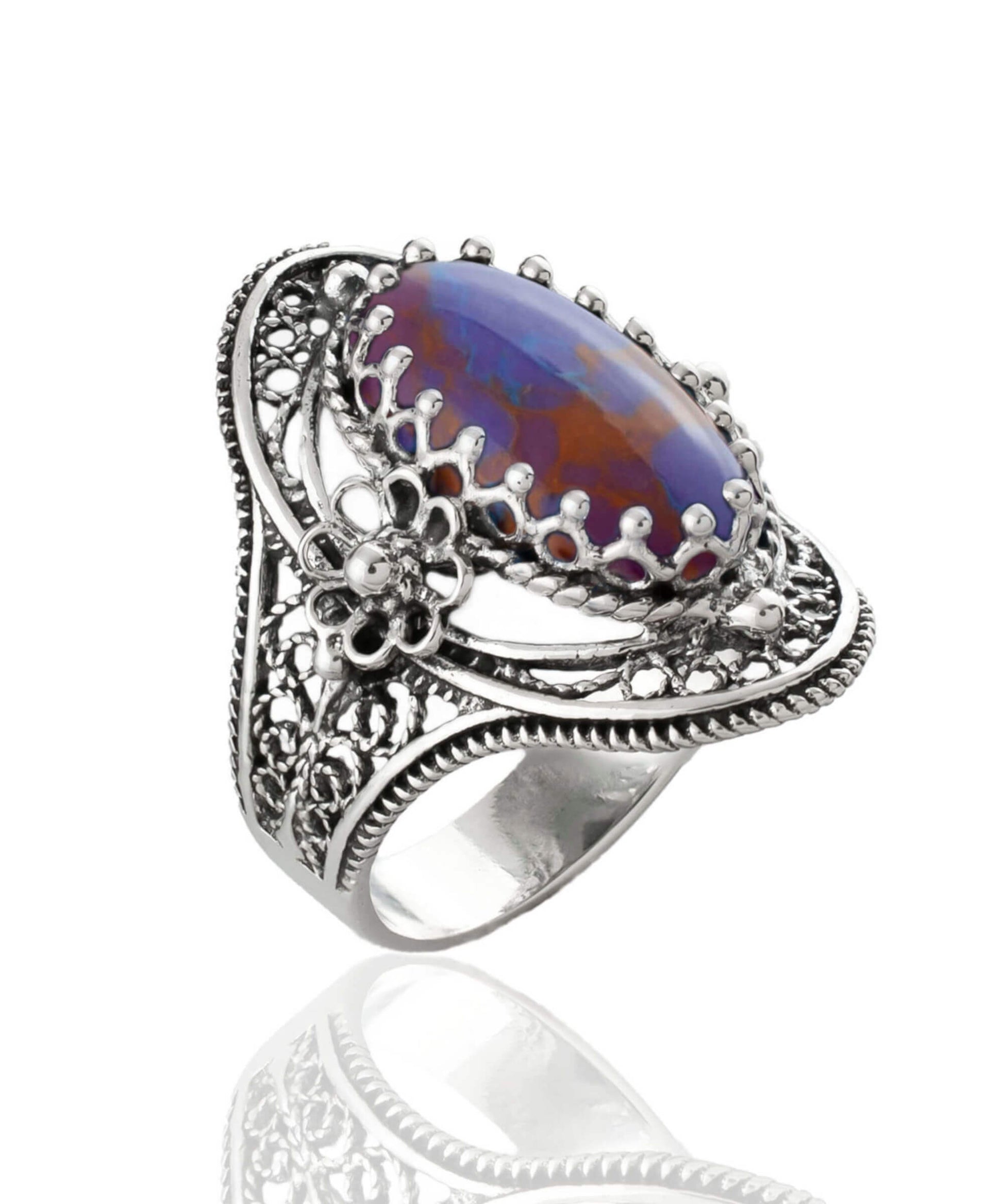 Mojave Turquoise Gemstone Sterling Silver Women Statement Ring with