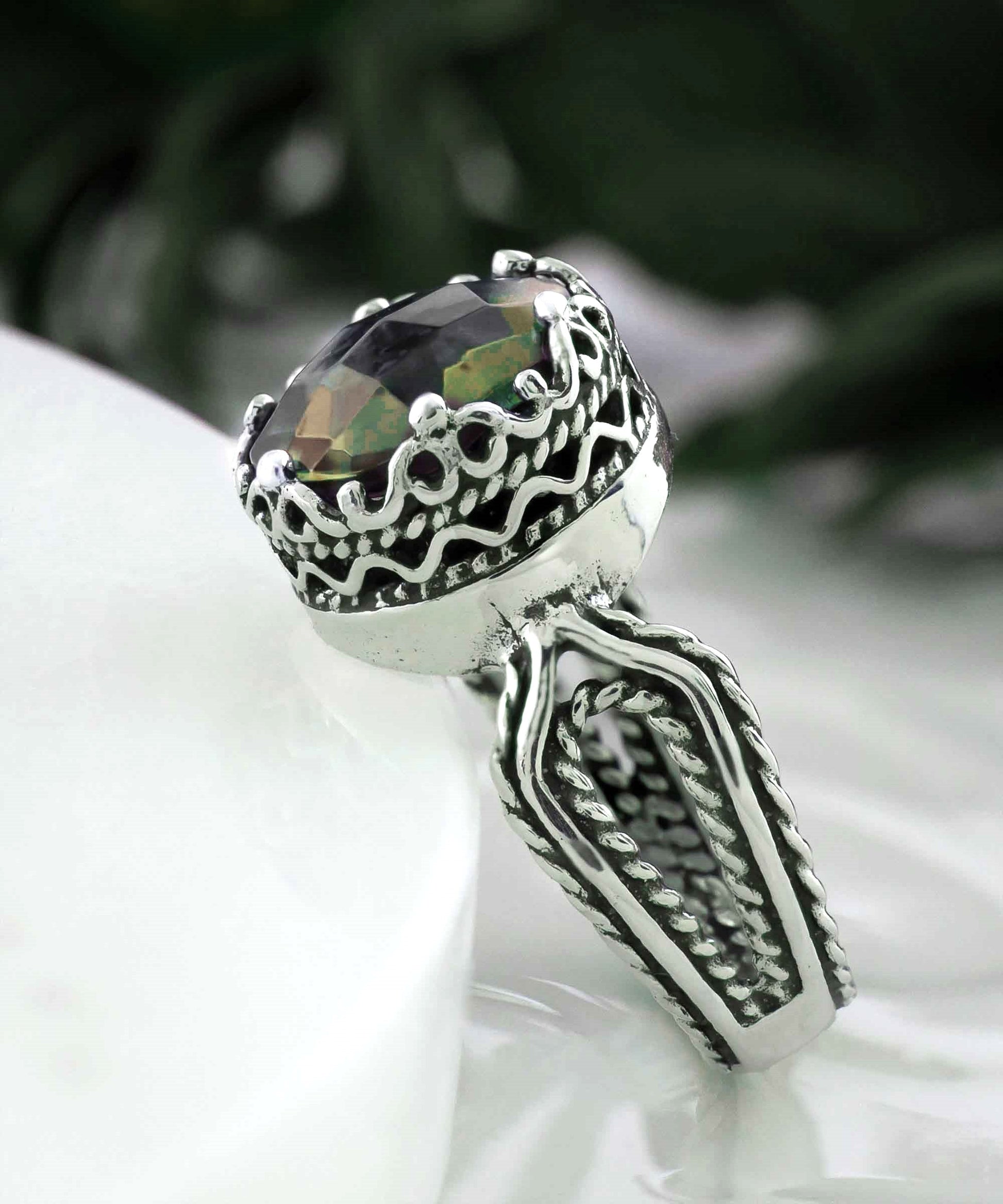 Alexandrite Gemstone Women Sterling Silver Cocktail Ring