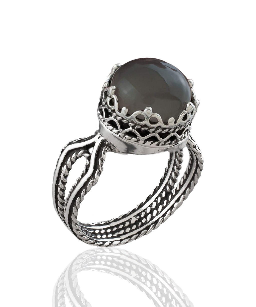 Gray Moonstone Gemstone Filigree Art Women Sterling Silver Cocktail