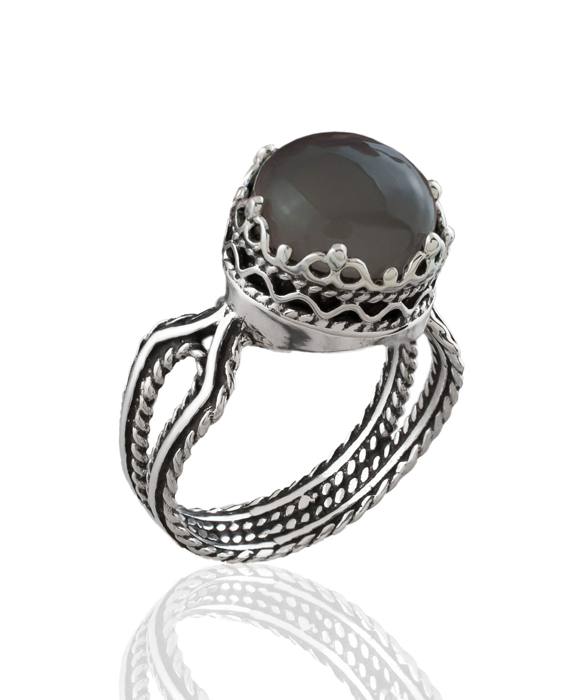 Gray Moonstone Gemstone Filigree Art Women Sterling Silver Cocktail