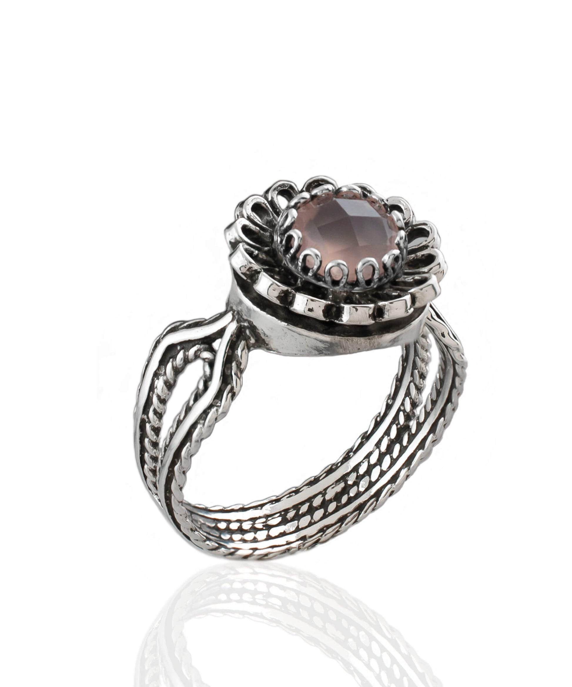 Pink Chalcedony Gemstone Sterling Silver Women Cocktail Ring