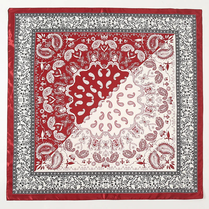 Satin Square Scarf Women Muslim Hijab Elegant 2023 Print Silk
