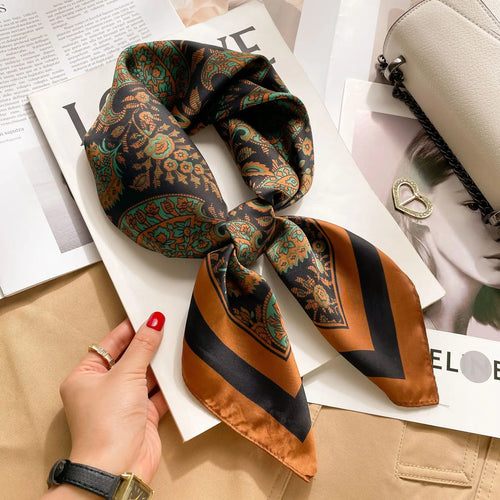 2024 New Fashion 70X70cmPrinted Women's Scarf Pashmina Silk Scarf