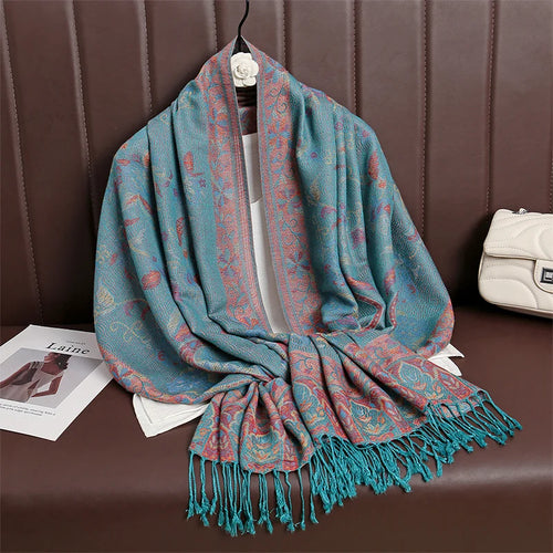 Women Paisley Scarf Cashmere Feeling Pashmina Shawls Tassel Hijab Head