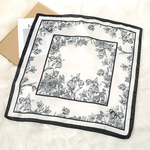 Luxury Print Satin Silk Square Scarf for Women Shawl Hijab Neckerchief