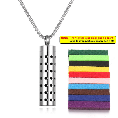 Long Strip Stainless Steel Aromatherapy Necklace Perfume Diffuser