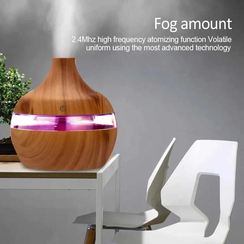 Humidifier Electric Aroma Air Diffuser Wood Ultrasonic Air Humidifier